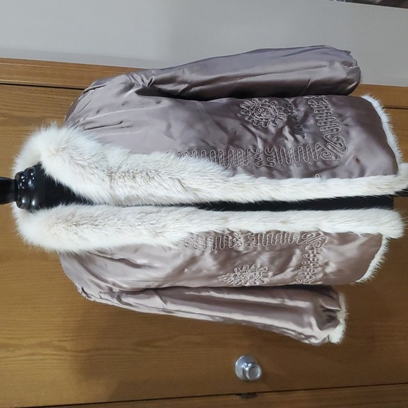 Vintage mink corded coat zinman furs tourmaline cream fox collar euc - Picture 8 of 13
